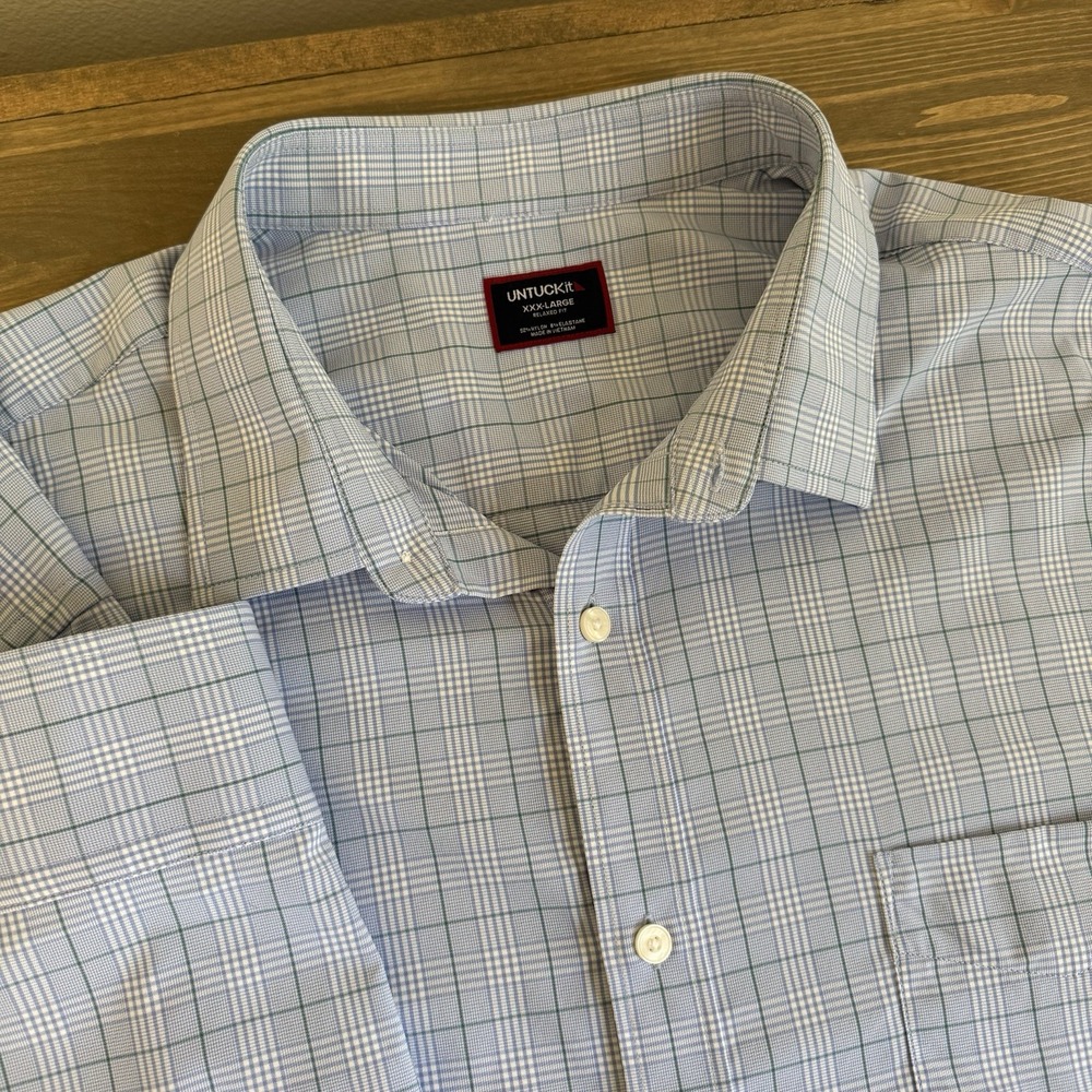 Untuckit Men's XXX Large Relaxed Fit Plaid Long Sleeve Button Up‎ Shirt Top
